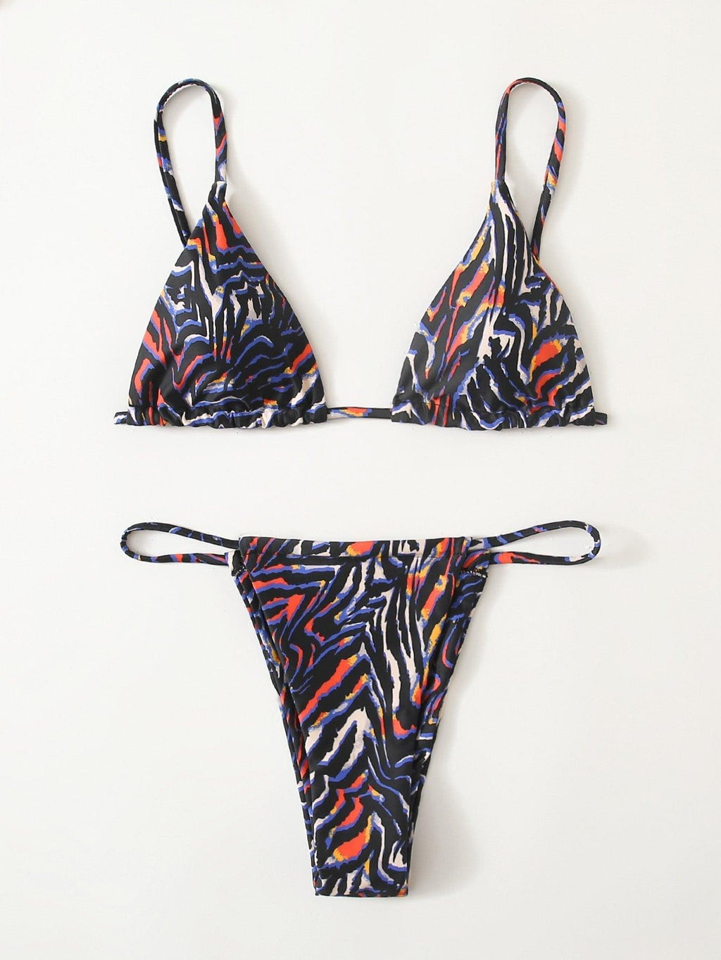 Zebra Print Push Up Bikini New Arrival Padded Bra Low Waist Swimsuit Female Swimwear Women Women's Ruffle Triangle Bikini Frill Printed String Tie Side Two Piece Set Swimsuit Stevvex