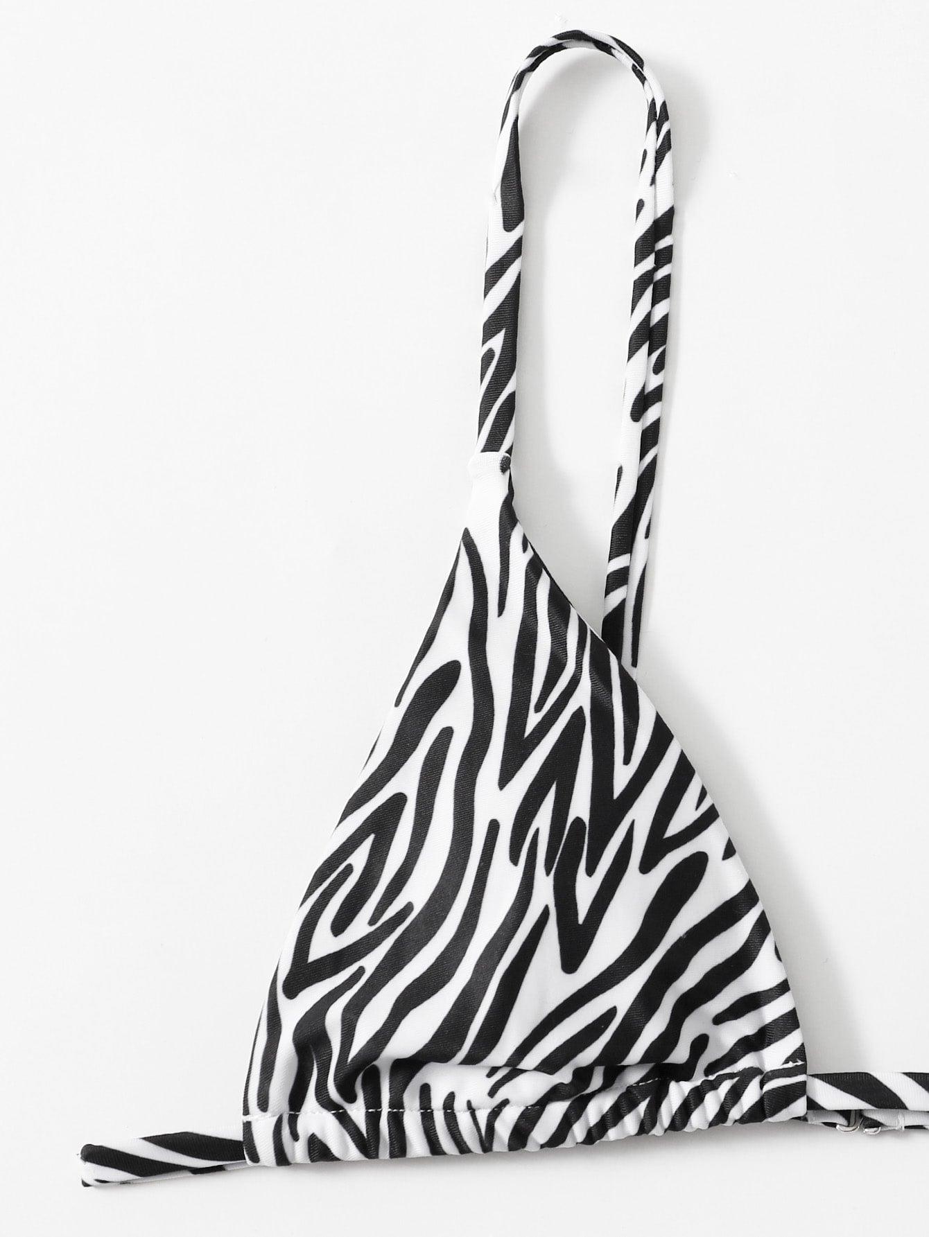 Zebra Print Push Up Bikini New Arrival Padded Bra Low Waist Swimsuit Female Swimwear Women Women's Ruffle Triangle Bikini Frill Printed String Tie Side Two Piece Set Swimsuit Stevvex