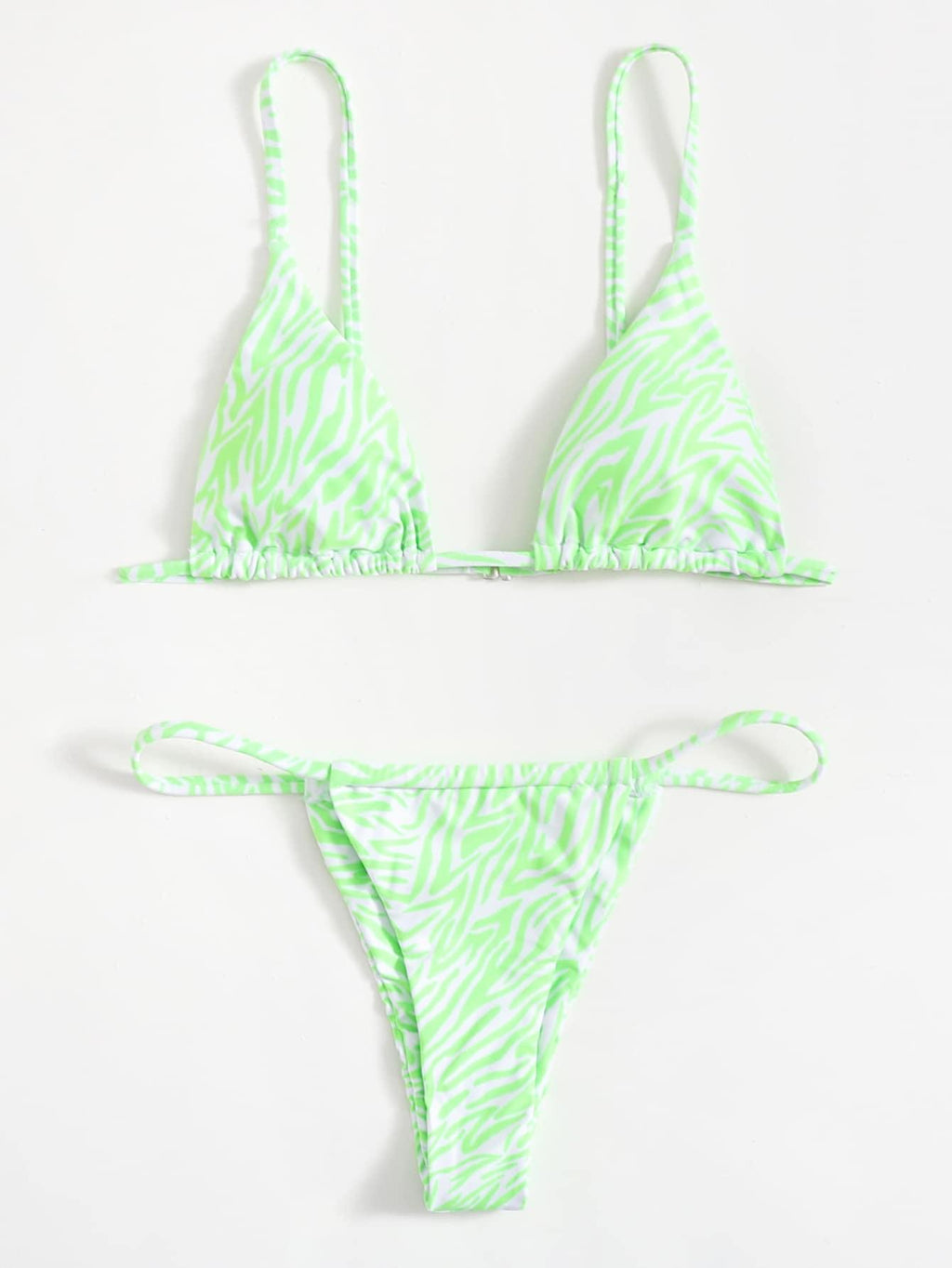 Zebra Print Push Up Bikini New Arrival Padded Bra Low Waist Swimsuit Female Swimwear Women Women's Ruffle Triangle Bikini Frill Printed String Tie Side Two Piece Set Swimsuit Stevvex