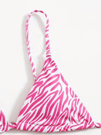 Zebra Print Push Up Bikini New Arrival Padded Bra Low Waist Swimsuit Female Swimwear Women Women's Ruffle Triangle Bikini Frill Printed String Tie Side Two Piece Set Swimsuit Stevvex