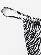 Zebra Print Push Up Bikini New Arrival Padded Bra Low Waist Swimsuit Female Swimwear Women Women's Ruffle Triangle Bikini Frill Printed String Tie Side Two Piece Set Swimsuit Stevvex