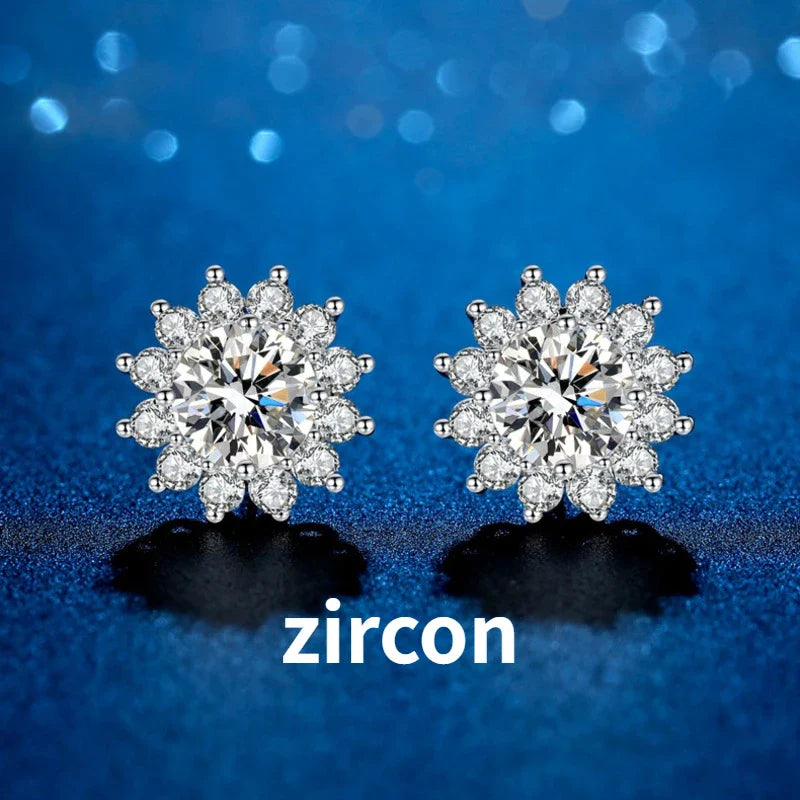 1 Ct D Color Moissanite Earrings 925 Sterling Silver Sunflower Studs For Women Wedding BandsCo Straps