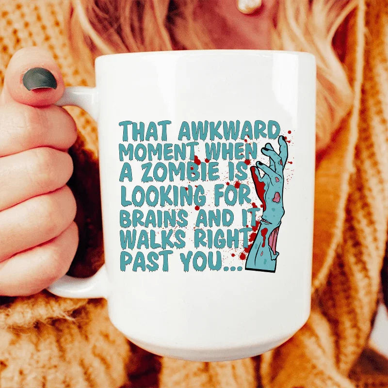 Zombie Looking For Brains Ceramic Mug 15 oz Peachy Sunday