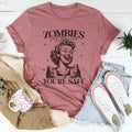 Zombies Eat Brains You're Safe Tee Peachy Sunday