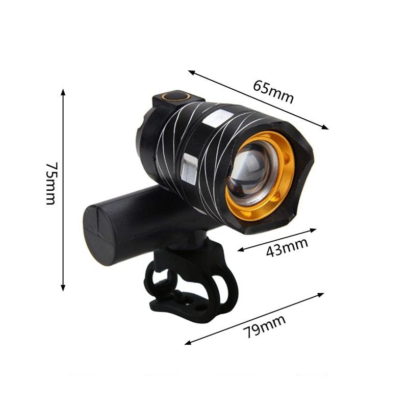 Zoomable LED Bicycle Light Bike Front Lamp Headlight With USB Rechargeable Built-In Battery Bike Light Set USB Rechargeable Powerful LED Bicycle Headlight And Tail Light Combo Stevvex