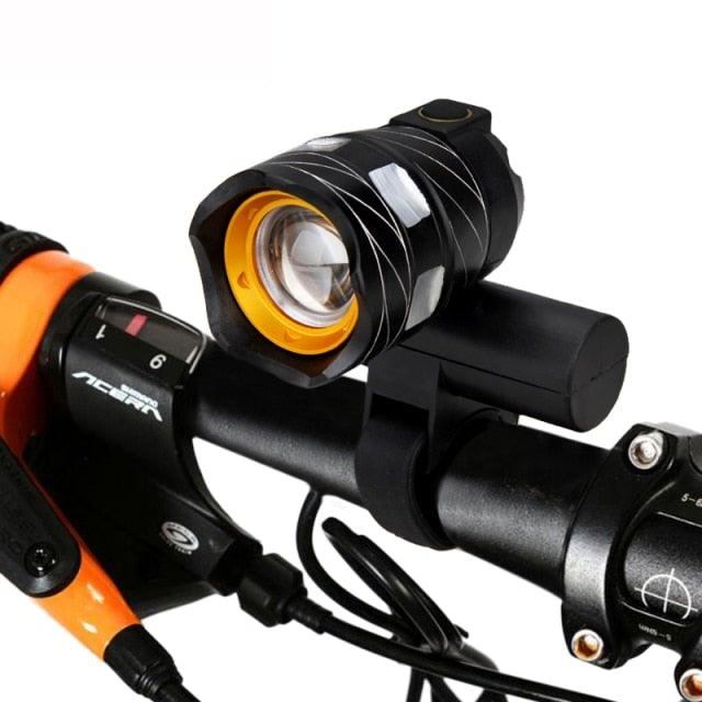 Zoomable LED Bicycle Light Bike Front Lamp Headlight With USB Rechargeable Built-In Battery Bike Light Set USB Rechargeable Powerful LED Bicycle Headlight And Tail Light Combo Stevvex