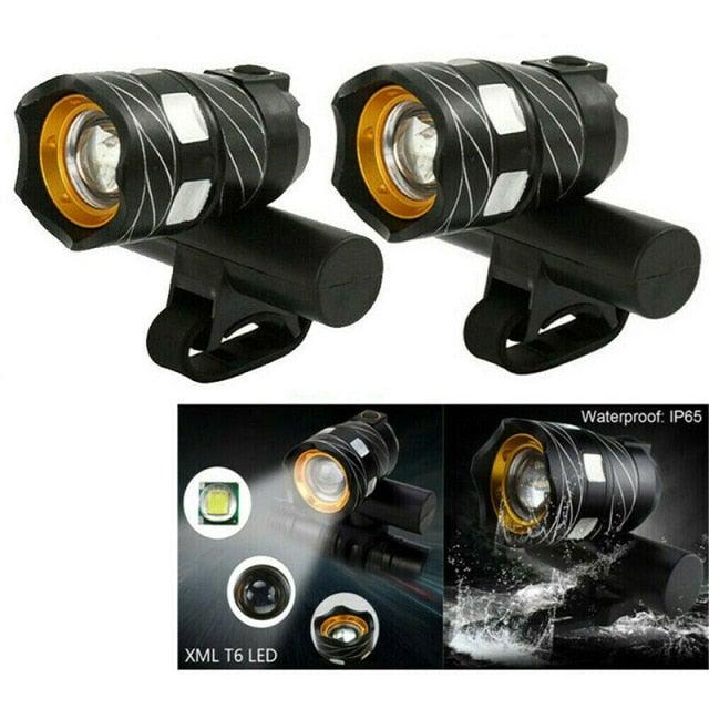 Zoomable LED Bicycle Light Bike Front Lamp Headlight With USB Rechargeable Built-In Battery Bike Light Set USB Rechargeable Powerful LED Bicycle Headlight And Tail Light Combo Stevvex