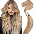 DIYOMO I Tip Hair Extensions - Human Hair #18/613 Dark Blonde Highlighted Bleach Blonde 16 Inch I Tip Hair Extensions For Women Soft & Natural Itip Hair Extensions Itip Human Hair Extensions 50G/70S Pi-Mart